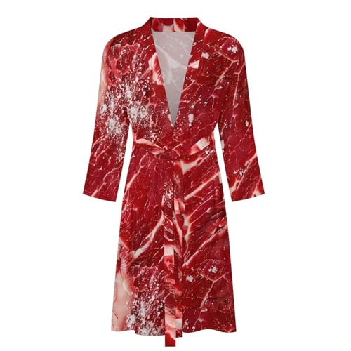 Raw Meat Beef Funny Men's Robe Soft Lightweight Bathrobe Long-sleeve Spa Robes4