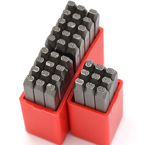 image for WKSTOOL 36pcss Heavy Duty Steel Stamp Uppercase Letter and Number 3/32