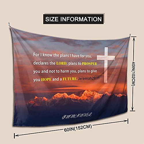 Uejunbo Christian Tapestry,Cross Prayer Tapestry With Mountain For Bedroom Aesthetic,Small Tapestry Serenity Prayer Wall Decor Jeremiah 29:11 For Wall Hanging Room Decor Living Room 60×40 In #TOP3
