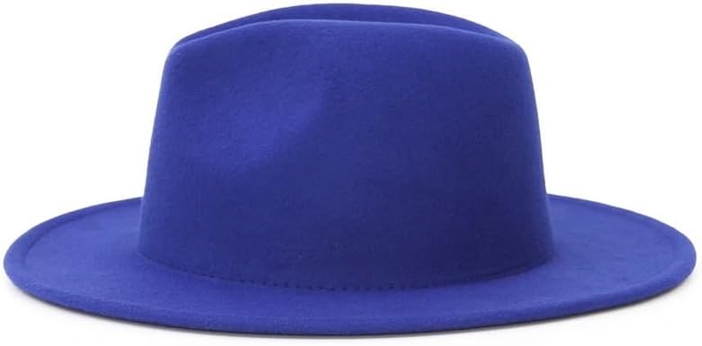 Wide Fedora Hat Solid Color Wool Hat for Men Autumn Winter