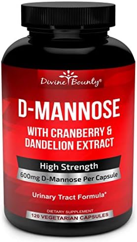 D-Mannose Capsules - 600mg D Mannose Powder per Capsule with Cranberry and Dandelion Extract to Support Normal Urinary Tract Health - 120 Veggie Capsules