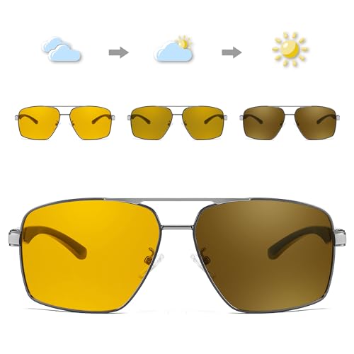 FEISEDY Polarized Photochromic Sunglasses for Men Women, Day Night Driving Safety Glasses B41442