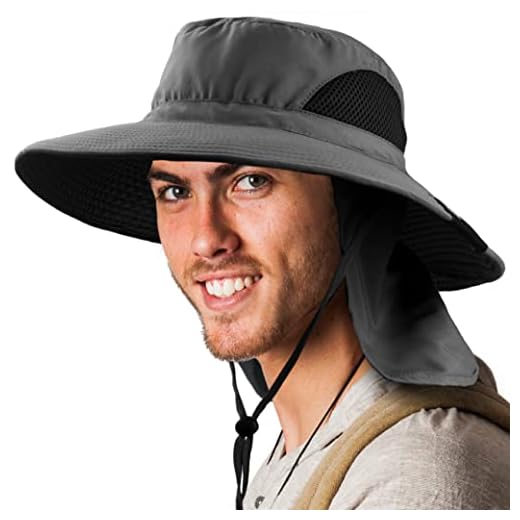 SUN CUBE Boonie Hat with Neck Cover Flap, Wide Brim | Outdoor Fishing, Hiking, Beach, Summer Bucket Hat | UPF 50+ Sun Protection | Packable Breathable Men, Women Sun Hat (Grey)