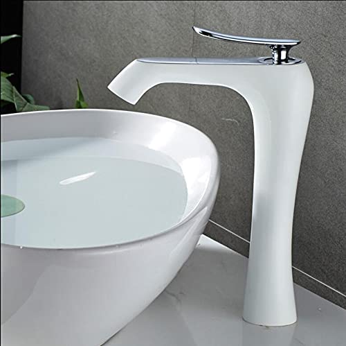 Robinet de salle de bain en laiton noble grue de lavabo haut de gamme blanc et chrome