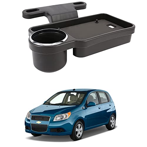 Image of Oshotto (FT-04) Foldable Car Auto Headrest Rear Back Seat Table Drink Food Cup Tray Holder Compatible with Chevrolet Aveo - Black