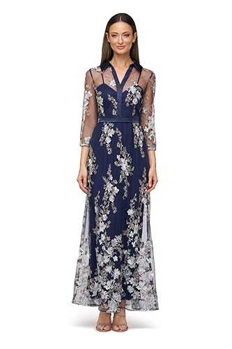 JS Collections Women's Azalea Embroidered Shirt Dress, Navy