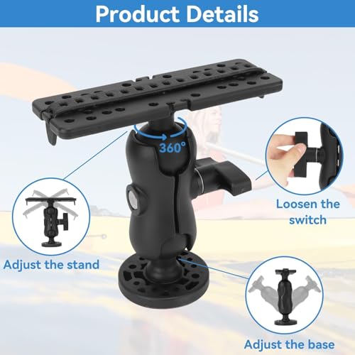 Image of HERCHR Fish Finder Mount Base, Universal 360 Degree Rotation Ball Mount Fish Finder Holder Canoe Kayak Fishing Accessories for Marine Boat Kayak Canoe, default