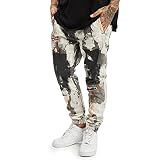 Yakuza Herren Pescado Jogging Jeans, White Batik Painted, S