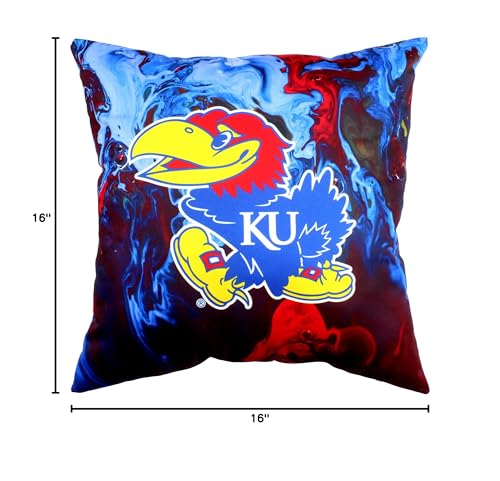 Image of Kansas Jayhawks 2 Sided Color Swept Decorative Pillow, 16 inch, Made in The USA