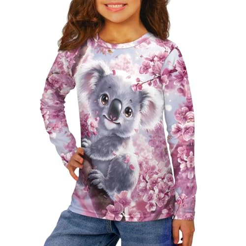 Girls Long Sleeve Shirts Kids Casual Crewneck Graphic Pullover Tops Fashion Tees 3-16 Years3
