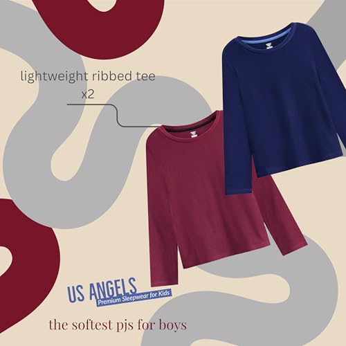 Image of US Angels Pajamas Set for Boys, 4-Piece Set, Short Sleeve Shirt with Pajama Shorts