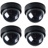  BW 4 x Cámaras CCTV de imitación para seguridad con luz intermitente LED roja.