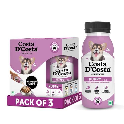 Costa DCosta Nutrient-Infused Liquid for Dogs, (Pack of 250ml x 3) Add to Dog Food for Nutrition & Hydration, for Better Bone Strength, Energy Booster & DHA, Human Grade, for Age Group (0yr to 1yr) (B0C58QTTGK) Amazon Price History, Amazon Price Tracker