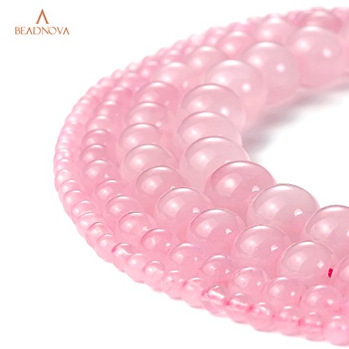 Image of BEADNOVA 4mm Natural Rose Quartz Gemstone Round Loose Beads for Jewelry Making (90-92pcs)