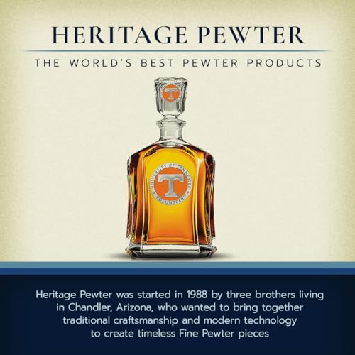 Image of Heritage Pewter University of Tennessee Capitol Decanter | 24 OZ Whiskey Decanter for Liquor with Airtight Stopper | Expertly Crafted Pewter Glass Clear