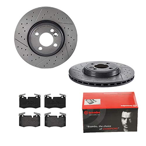 2 Bremsscheiben Geschlitzt/Gelocht 294 mm + Bremsbeläge Vorne von Brembo Geschlitzt/Gelocht (1420-55323) Bremsensatz Bremsanlage Bremsen-Kit,Bremsenset, Bremsscheiben, Bremsbeläge, Bremsen-Set,