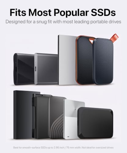 Image of 2 Pockets Laptop Sleeve with Reusable Adhesive for Portable External SSD - SanDisk Extreme Pro, Samsung T5 / T7, Crucial X8, Magic Mouse, Gray