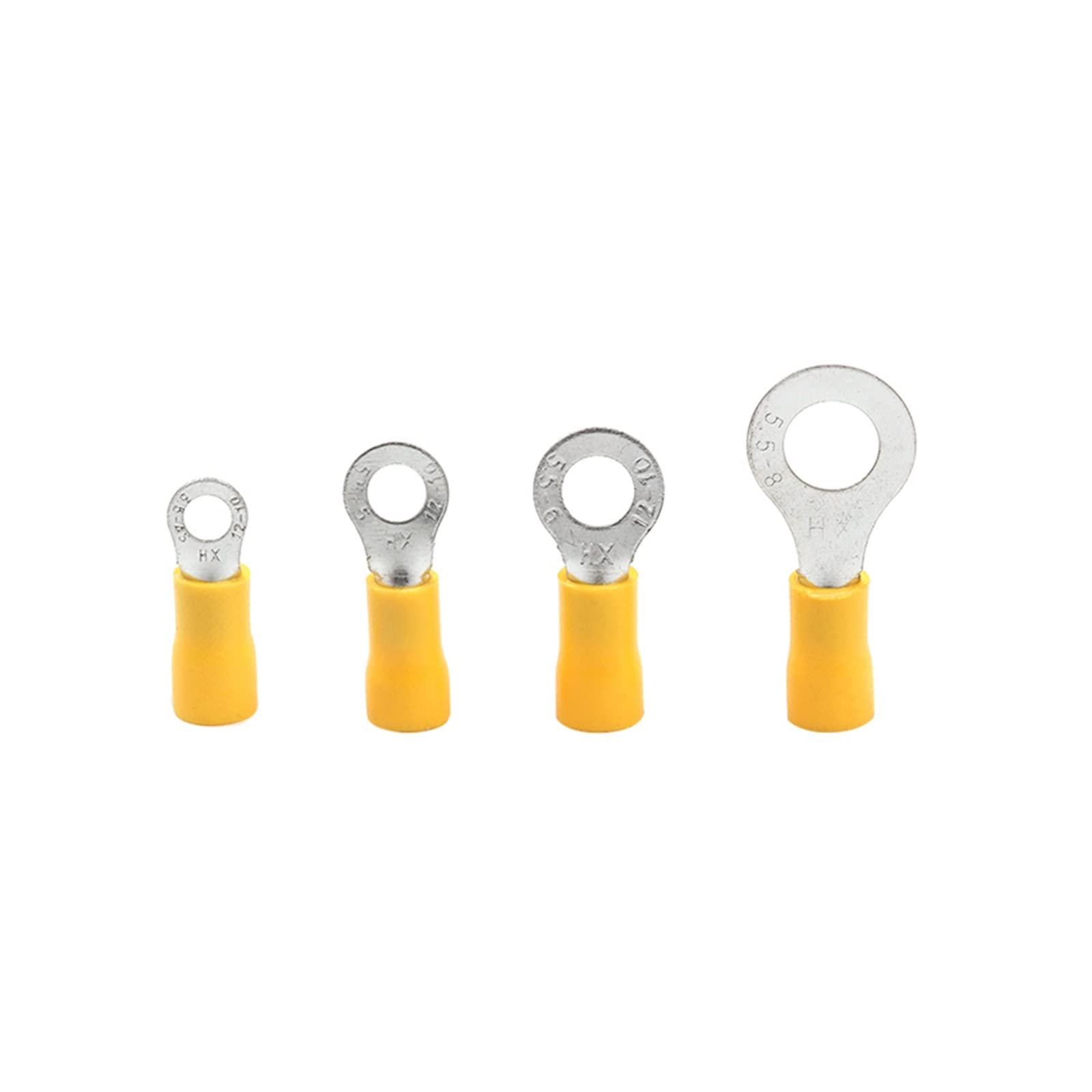 Cqahdsevf Rv5.5-6 Electrical Ring Terminals, Insulated Crimp Ring Terminals 4/5/6/8 Mm 12-10 Awg Yellow 10/50/100 Pcs(,100Pcs)
