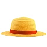 Straw Hat Cosplay Accessory Anime Sun Beach Hats for Halloween Party Travel Performance Costume Yellow