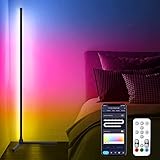LED Stehlampe Dimmbar, RGB LED Stehleuchte mit Fernbedienung APP Steuerung Smart Ecklampe WiFi Farbwechsel Modern 17W LED Lichtsaeule Schlafzimmer Wohnzimmer Ambiente Dekoration