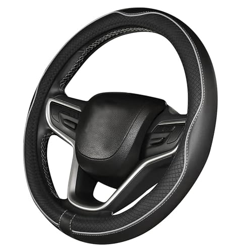 CAR PASSION Coprivolante Auto Universale in Microfibra Antiscivolo, Resistente ed Elastico - Design Sportivo per Volanti 37-38 cm - Comodo e Facile da Installare (Nero/Grigio)