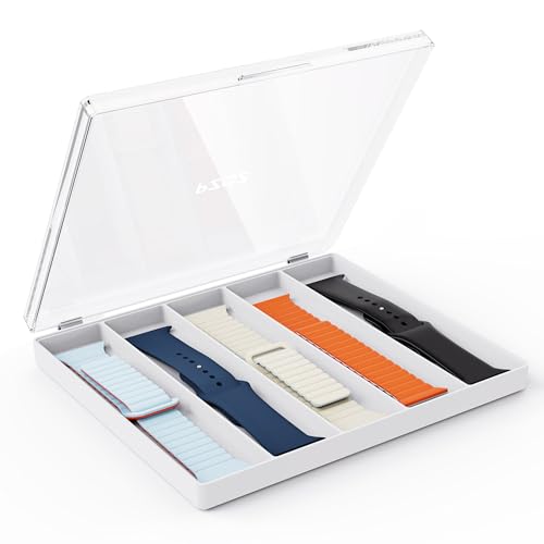 pzoz Watch Band Organizer Case with Acrylic Top Lid for Men Women iWatch Band, Acrylic & Plastics Watch Band Display Holder Stand Storage Box Compatible with Apple Watch Strap and Accessories