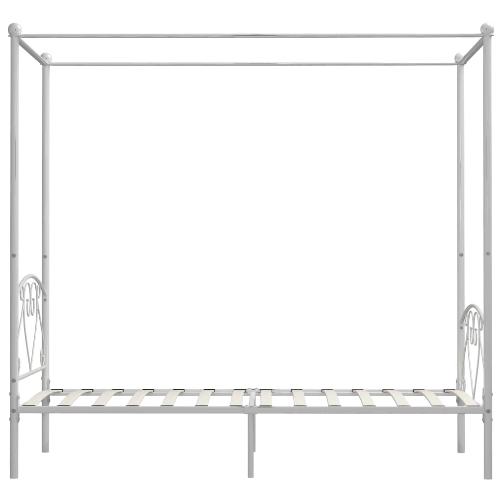 VidaXL Cadre de lit à baldaquin Blanc Métal 90 x 200 cm