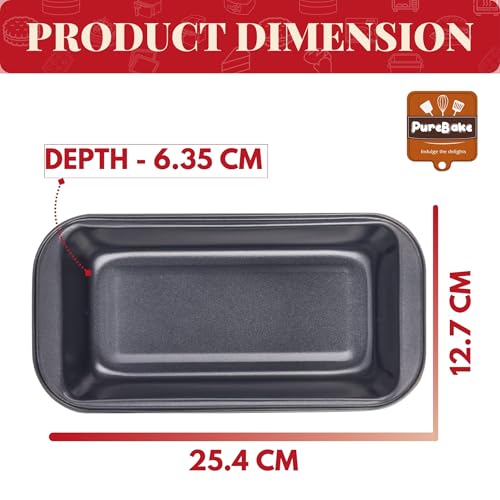 Image of PureBake Bread Loaf Pan for Baking, Pack of 2, Rectangular Tin for Making Bread Loaf & Cakes, Non Stick, Carbon Steel Mould, Premium SGS Certified