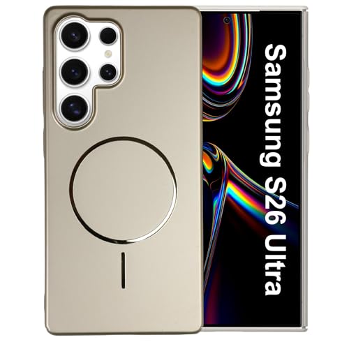 Image of AIBEX Ultra-Thin Mag-Saf Back Cover Case Compatible with Samsung S26 Ultra| Slim Fit Scratch-Resistant Matte | Magnetic Wireless Charging | Microfibre Lining | Camera Protection (PC Material) - Gold