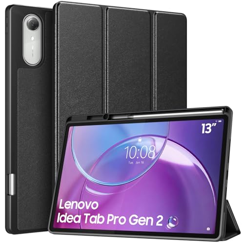 MoKo Hülle für Lenovo Idea Tab Pro Gen 2 13 Zoll mit Stifthalter, Ultra-Dünn Smart Trifold Stand Hülle Auto Schlaf/Aufwach, Slim PU Leder Schutzhülle für Lenovo Idea Tab Pro Gen 2, Schwarz