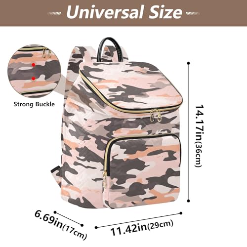 KLL Camouflage Rose Gold Backpack for Women Large Capacity Ladies Travel Backpack for Gym Shopping Travel3