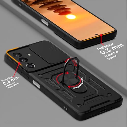 Image of AIBEX Back Cover for Samsung M36 5G / Samsung F36 5G | D10 Tough Armor Case | Sliding Camera Shield | 360 Protection | Kickstand Ring Holder