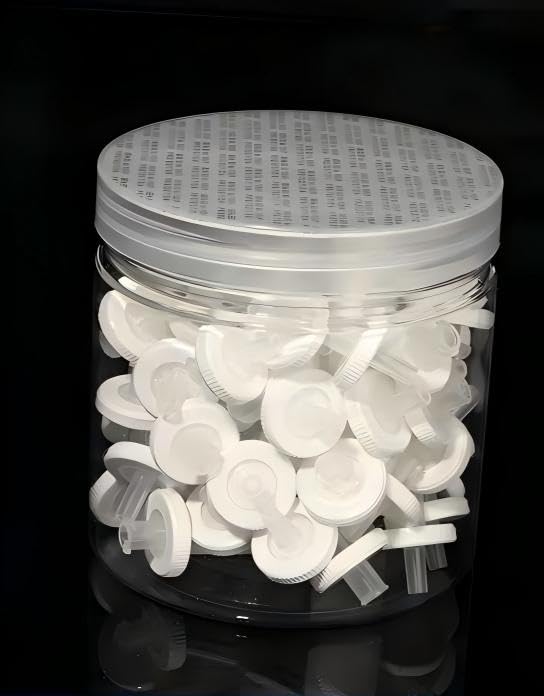 Image of Syringe Filters Hydrophobic PTFE Membrane 100PCS, 5um Pore Size,13mm Disc Diameter,HPLC and GC Needle Filter, Non-Sterile, High Throughput Lab Filtration, Barreled Packed