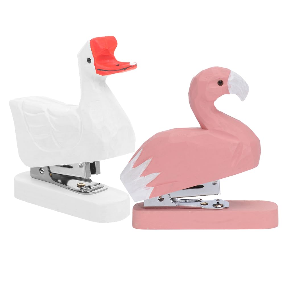 Mini Agrafeuse de Bureau en Bois, Lot de 2, Style Animal