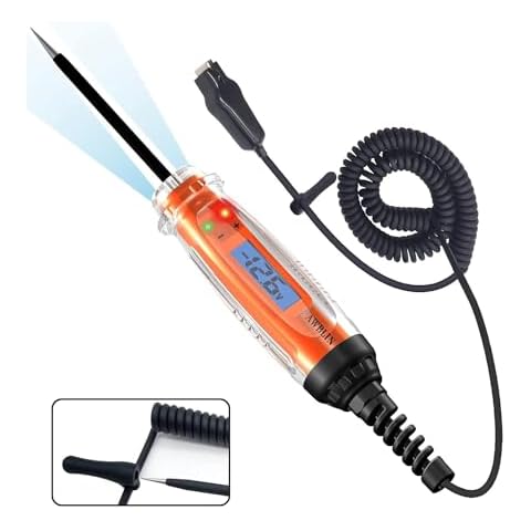 AWBLIN Automotive Test Light 3-72V DC Digital Light Tester with Voltmeter, Heavy Duty Auto Circuit Tester with LCD Backlight Display and LED Indication, Electric Test Pen with Illumination Cover