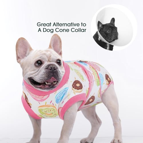 Image of Kuoser Dog Surgery Recovery Suit, Soft Breathable Dog Recovery Suit for Female Spay Male Nueuter, Anti Licking Puppy Onesie Pet Surgical Suit for Dogs Abdominal Wounds Skin Disease, Donut L