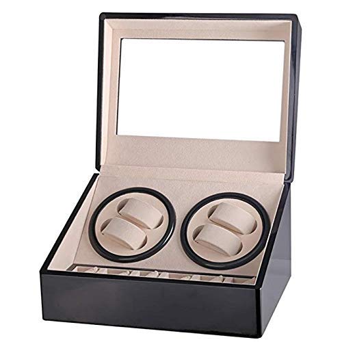 Caja para relojes automáticos de lujo con 4 rotores y vitrina elegante de madera 2