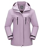 BOWOXO Waterproof Windproof Ski Jacket for Women - Winter Coats for Women Plus Size, Fleece Jacket for Cold Weather, Snow White Costume for Alaska and Michigan(Light Purple,S)