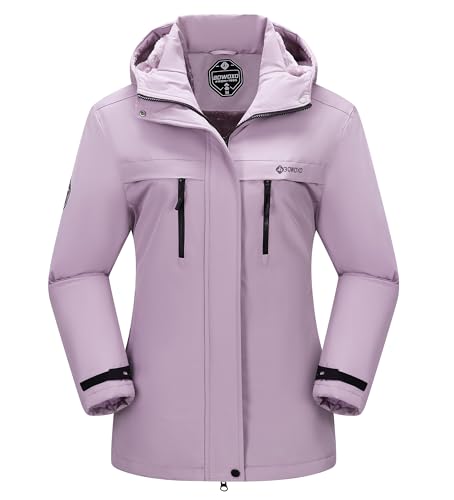 BOWOXO Waterproof Warm Winter Snow Coat for Women Ski Jacket for Snowboarding Hiking, W-light Purple, M