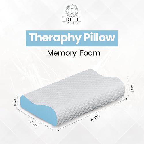 Image of Cervical Support Pillow Set of 2, Memory Foam Contour Bed Cushion for Sleeping, Neck and Shoulder Relief for Side Back Sleepers, Breathable Cover, Sky, 48 x 30 cm, 6 to 9 cm Loft