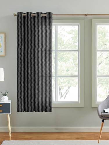 Image of Cortina Polyster Transparent Curtain Set |Window Installation | Bedroom Living Room Kids Room | 5 Feet Window Curtain Pack of 1 | Black