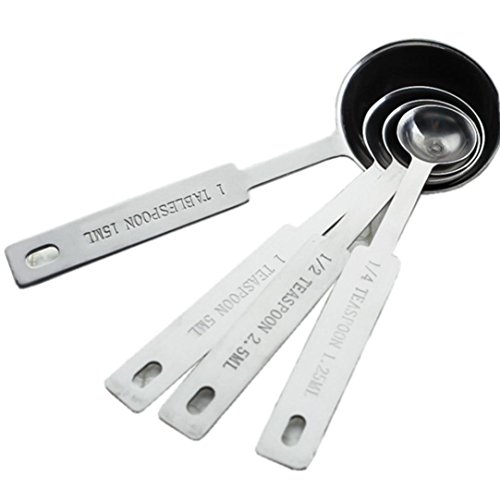 4 Stainless Steel Measuring Spoons, Sacow Spice Spoon Set Baking Spoon Kitchen Cooker