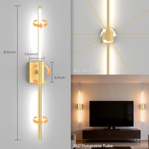 Image of Battery Operated Wall Sconce Set of 2, 10000mAh 4CCT Dimmable, Gold