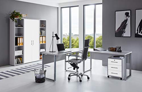 moebel-dich-auf.de Arbeitszimmer TABOR PRO 3 in diversen Farbvarianten (lichtgrau/weiß matt) Cover