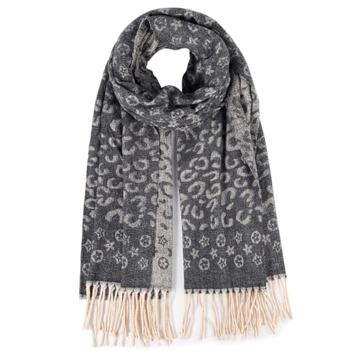 HH HOFNEN Women's Scarf Pashmina Shawls Winter Soft Warm Wraps Cashmere Feel Blanket Vintage Jacquard Style