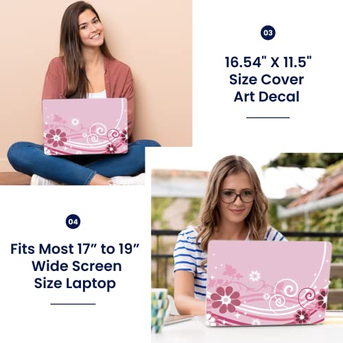 Image of LSS Laptop 17-17.3 inch Skin with Colorful Pink Floral Pattern for HP Dell Lenovo Apple Asus Acer Compaq - Fits 16.5 inch 17 inch 17.3 inch 18.4 inch 19 inch (2 Wrist Pads Free)