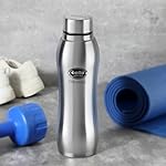 Cello Aqua Pro Stainless Steel Water Bottle 1000 ml, Silver | ISI Certified, Single Walled | Leakproof, Rust Proof | Food Grade | Easy to Carry | Airtight Steel Bottle For Fridge, Office, Gym & Travel
