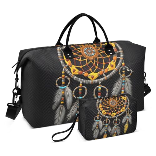 Large Travel Duffel Bag, Fantasy Dreamcatcher Sports Tote Gym Bag, Shoulder Weekender Overnight Bag for Women Men, Carry On Luggage with Toiletry Bags