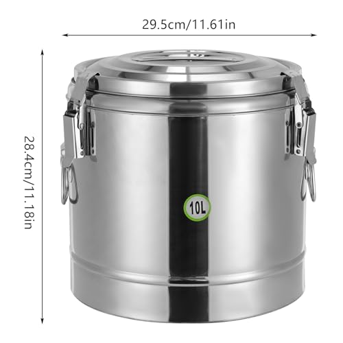 Cubo de alimentos aislado, transportador térmico de sopa de acero inoxidable, contenedor de 10 L para picnic al aire libre y viajes