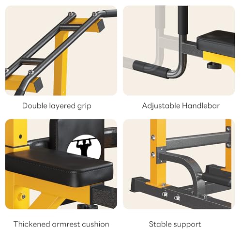 SogesHome Power Tower Pull Up Bar and Dip Stand,10 Adjustable Height Assistive Trainer Dip Station,Multi-Function Strength Training Fitness Workout Station for Home Gym Fitness Equipment,Capacity 500LBS